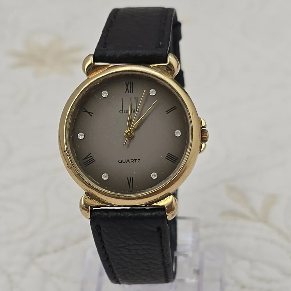 Vintage Alfred Dunhill Watch Quartz Japanese Gold-Plated Chic Ladies Unisex